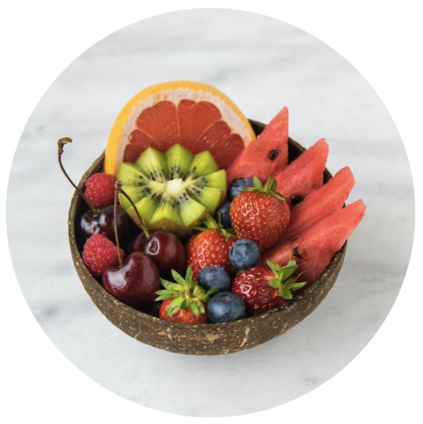 Picture of fruits arranged in a bowl