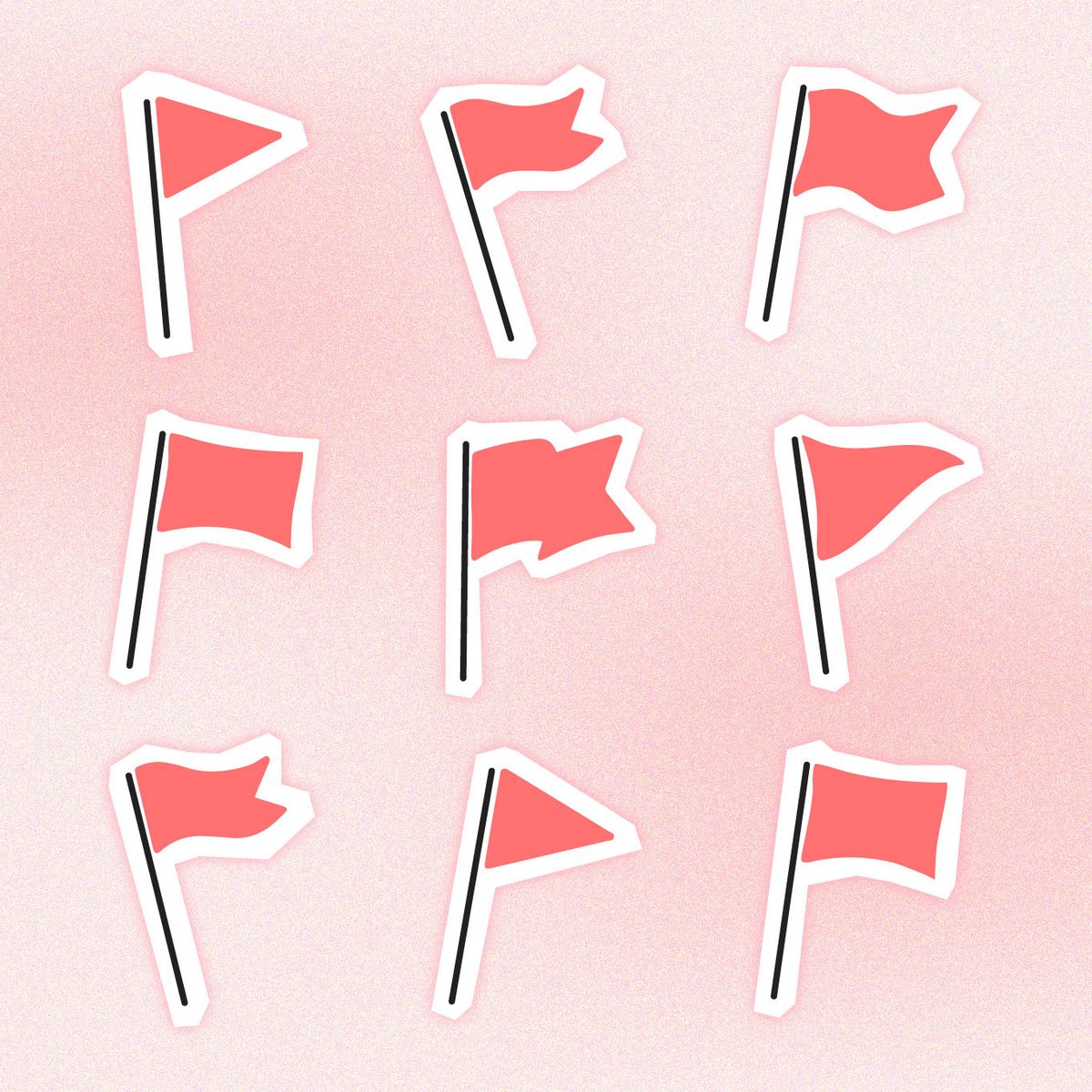 Picture of 9 red flags on a pink gradient background